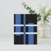 Abstrakte Moderne Kunst Lines Blue Black Postkarte (Stehend Vorderseite)