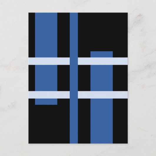 Abstrakte Moderne Kunst Lines Blue Black Postkarte (Vorderseite)