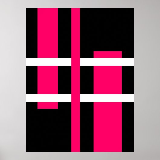 Abstrakte moderne Kunst Lines Pink White Black Poster (Vorne)