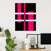 Abstrakte moderne Kunst Lines Pink White Black Poster (Heimbüro)