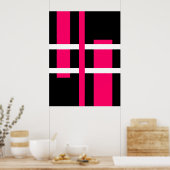Abstrakte moderne Kunst Lines Pink White Black Poster (Küche)