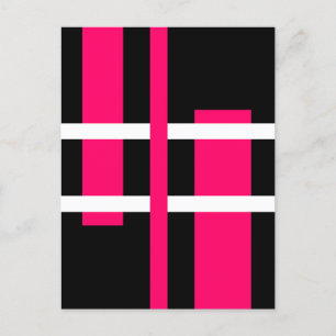Abstrakte moderne Kunst Lines Pink White Black Postkarte