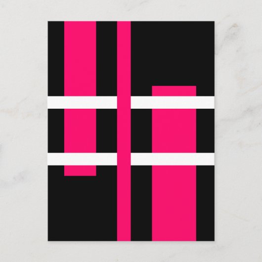 Abstrakte moderne Kunst Lines Pink White Black Postkarte (Vorderseite)