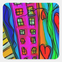 Abstrakte Moderne Kunst Quadratischer Aufkleber