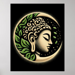 Abstrakte moderne Kunst   Ruhiges Buddha-Profilpor Poster
