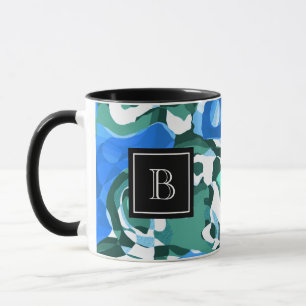 Abstrakte moderne Kunstcollage Monogramm Anfangsbu Tasse