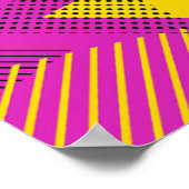 Abstrakte moderne Kunstdreiecke Lila Gelb Schwarz Poster (Ecke)