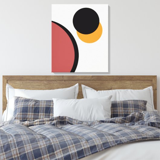 Abstrakte moderne Kunstzirkeln Orange Brown Black Leinwanddruck (Insitu (Schlafzimmer))