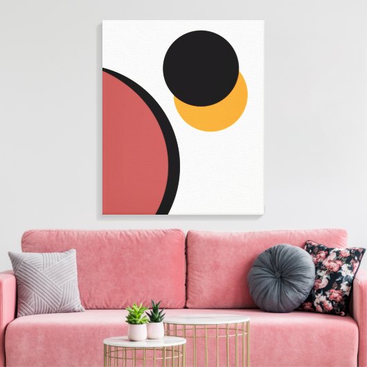 Abstrakte moderne Kunstzirkeln Orange Brown Black Leinwanddruck (Insitu (Wohnzimmer))