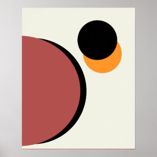 Abstrakte moderne Kunstzirkeln Orange Brown Black Poster