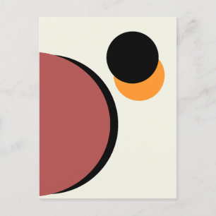 Abstrakte moderne Kunstzirkeln Orange Brown Black Postkarte
