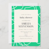 Abstrakte moderne Linie Art Green Custom Baby Dusc Einladung (Vorderseite)