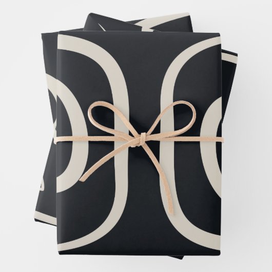 Abstrakte moderne Linien Schwarz/Weiß Geschenkpapier Set (Beispiel)