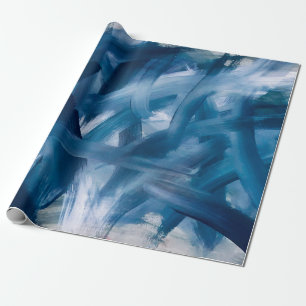 Abstrakte moderne Malerei Landschaft. Blaue Nacht Geschenkpapier