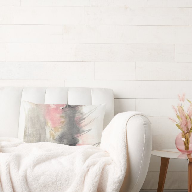 Abstrakte, moderne Malerei Rosa Gold Lendenkissen (Liege)