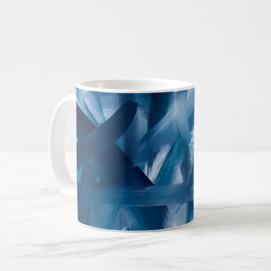 Abstrakte moderne Malerlandschaft. Blue-Nacht-Kuns Kaffeetasse (Vorderseite Links)