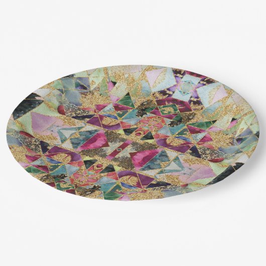 Abstrakte moderne marokkanische Dekoration tr Pappteller (Schrägansicht)