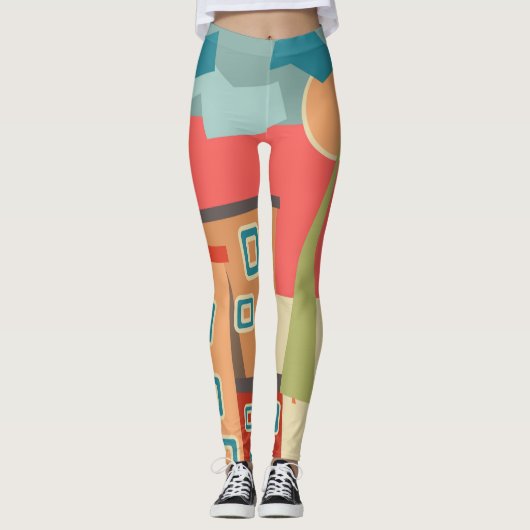 Abstrakte moderne minimalistische Kunstlandschaft Leggings (Vorderseite)