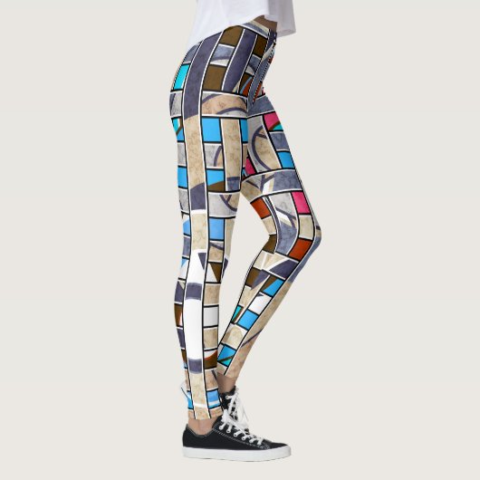 Abstrakte moderne minimalistische Kunstlandschaft Leggings (Rechts)