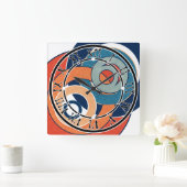 Abstrakte moderne minimalistische Kunstlandschaft Quadratische Wanduhr (Zuhause)