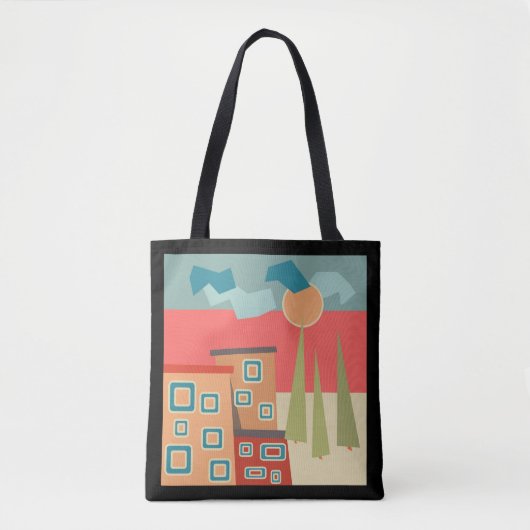 Abstrakte moderne minimalistische Kunstlandschaft Tasche (Vorderseite)