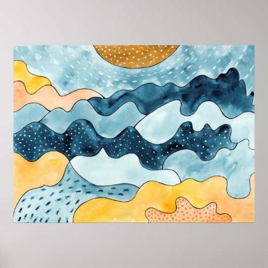 Abstrakte moderne minimalistische Landschaft mit g Poster (Vorne)
