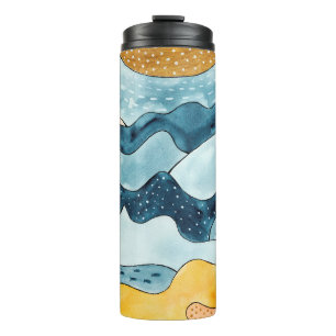 Abstrakte moderne minimalistische Landschaft mit g Thermosbecher