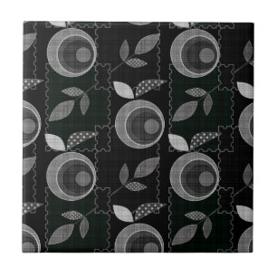 Abstrakte moderne monochrome Apfelblätter schwarz Fliese