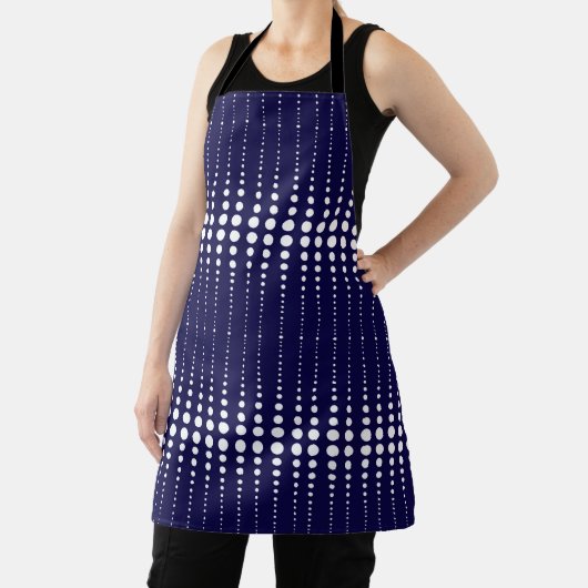 Abstrakte, moderne, navy-weiße Linien dots circe Schürze (InSitu)