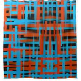 Abstrakte, moderne, orange blaue Pinselstriche Duschvorhang