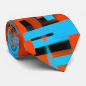 Abstrakte, moderne, orange blaue Pinselstriche Krawatte (Gerollt)