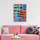 Abstrakte, moderne, orange blaue Pinselstriche Leinwanddruck (Insitu (Wohnzimmer))