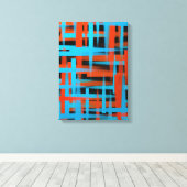 Abstrakte, moderne, orange blaue Pinselstriche Leinwanddruck (Insitu (Holzboden))