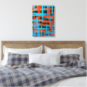 Abstrakte, moderne, orange blaue Pinselstriche Leinwanddruck (Insitu (Schlafzimmer))