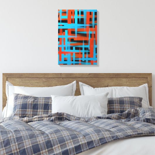 Abstrakte, moderne, orange blaue Pinselstriche Leinwanddruck (Insitu (Schlafzimmer))