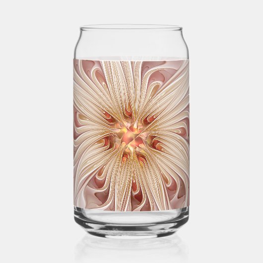 Abstrakte moderne Pfirsich-Pastell-Blumen-Fraktal- Dosenglas (Vorderseite)