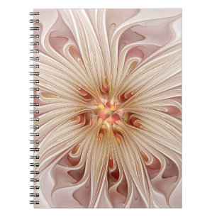 Abstrakte moderne Pfirsich-Pastell-Blumen-Fraktal- Notizblock