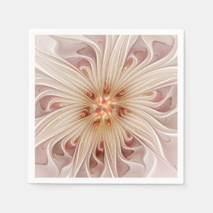 Abstrakte moderne Pfirsich-Pastell-Blumen-Fraktal- Serviette