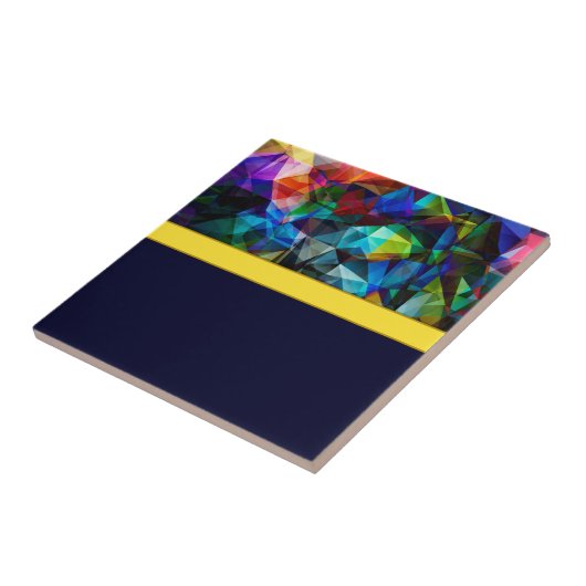 Abstrakte moderne Polygon-Dreiecke dunkle Brille Fliese (Seite)