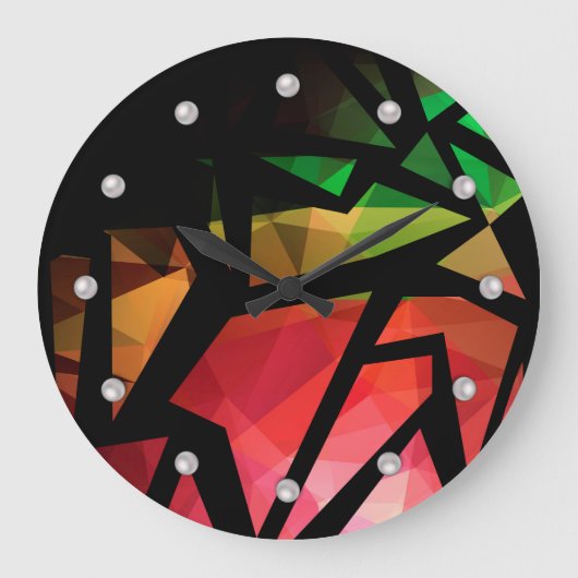 Abstrakte moderne polygonal graffiti geometrisch d große wanduhr (Vorderseite)