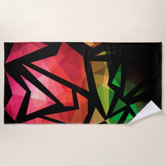 Abstrakte moderne polygonal graffiti geometrisch d strandtuch (Vorderseite)
