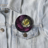 Abstrakte moderne Purpur-Khaki-Grau-Fraktal-Blume Button (Beispiel)