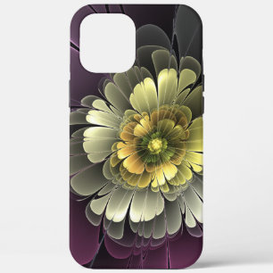 Abstrakte moderne Purpur Khaki Grau Fraktal-Blume Case-Mate iPhone Hülle