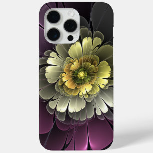 Abstrakte moderne Purpur-Khaki-Grau-Fraktal-Blume Case-Mate iPhone Hülle