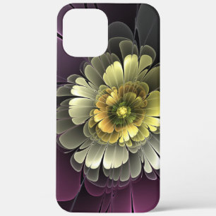 Abstrakte moderne Purpur-Khaki-Grau-Fraktal-Blume Case-Mate iPhone Hülle