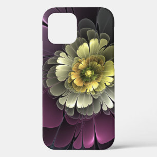 Abstrakte moderne Purpur Khaki-Grau Fraktal-Blume Case-Mate iPhone Hülle