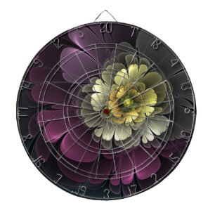 Abstrakte moderne Purpur-Khaki-Grau-Fraktal-Blume Dartscheibe