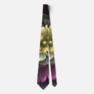 Abstrakte moderne Purpur-Khaki-Grau-Fraktal-Blume Krawatte