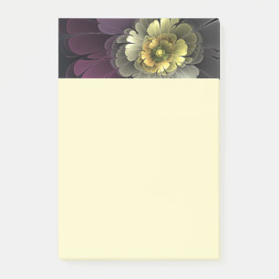 Abstrakte moderne Purpur Khaki Grau Fraktal-Blume Post-it Klebezettel