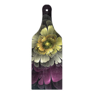 Abstrakte moderne Purpur-Khaki-Grau-Fraktal-Blume Schneidebrett